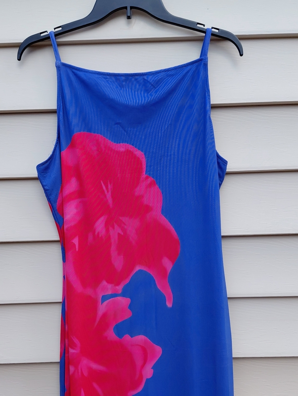 PRETTY GARDEN Women's Blue Maxi Spaghetti Strap  Slip Dress  Size XL